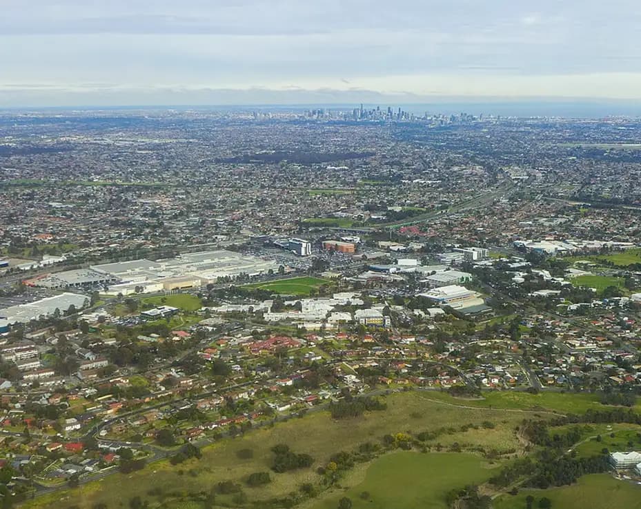 Aerial photo of Airport West Melbourne suburb, expert ADAS camera and radar calibration nearby